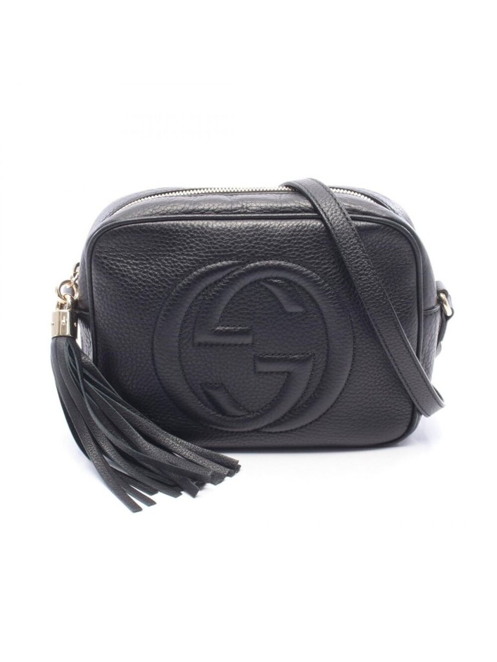 Gucci Shoulder Bag Soho Disco Interlocking G Black Leather Small
